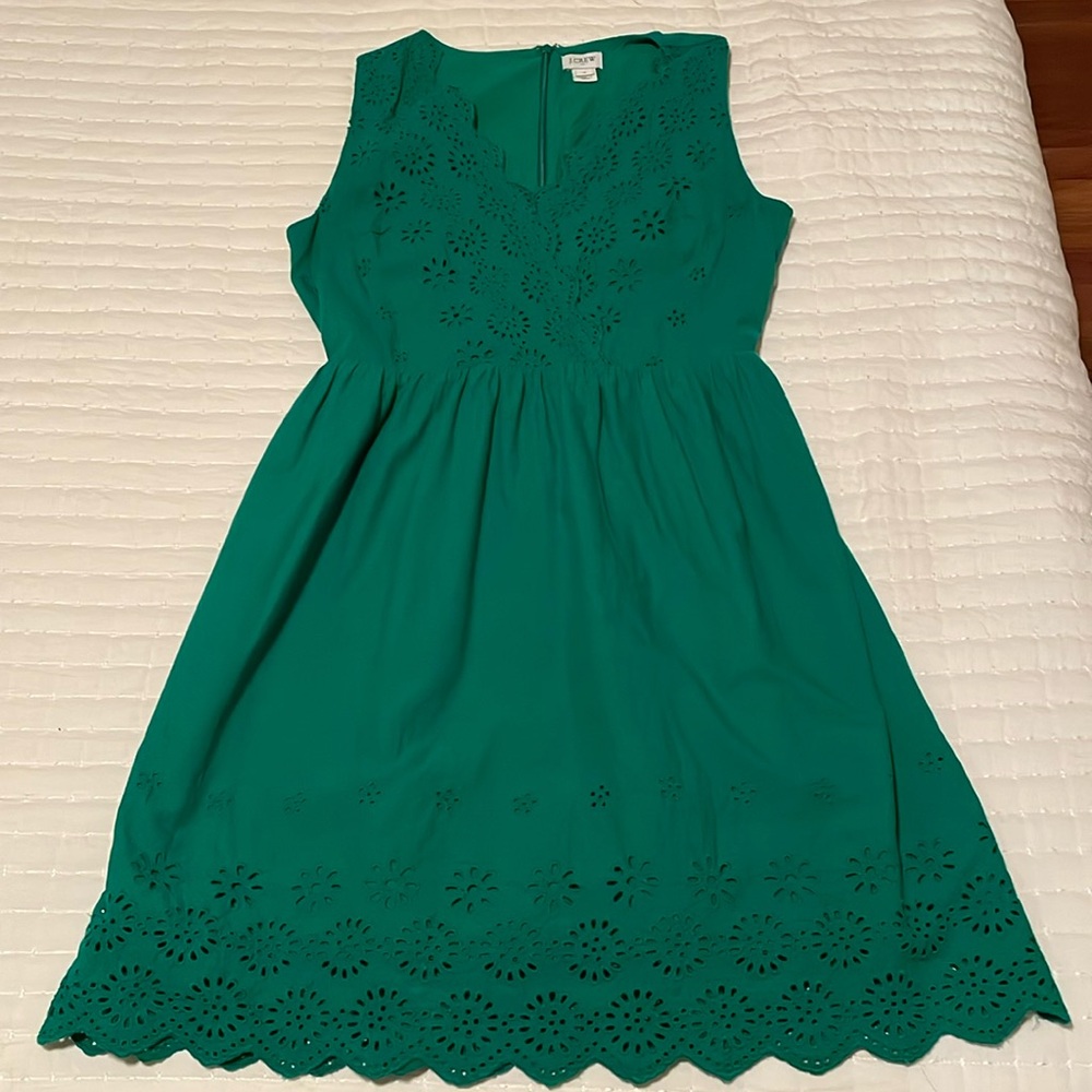 J. Crew Factory Green Eyelet Dress